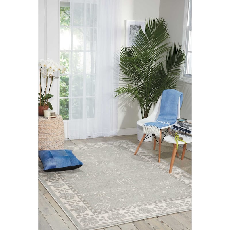 Nourison Euphoria Tribal Vintage Area Rug - 5' 3" x 7' 3" - Silver - Runner/Rectangle