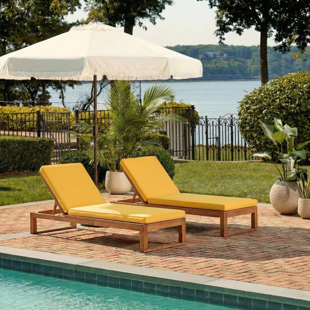 SAFAVIEH Outdoor Kaliyah Solid Wood Chaise Lounge Chair - 25Wx81Dx37H