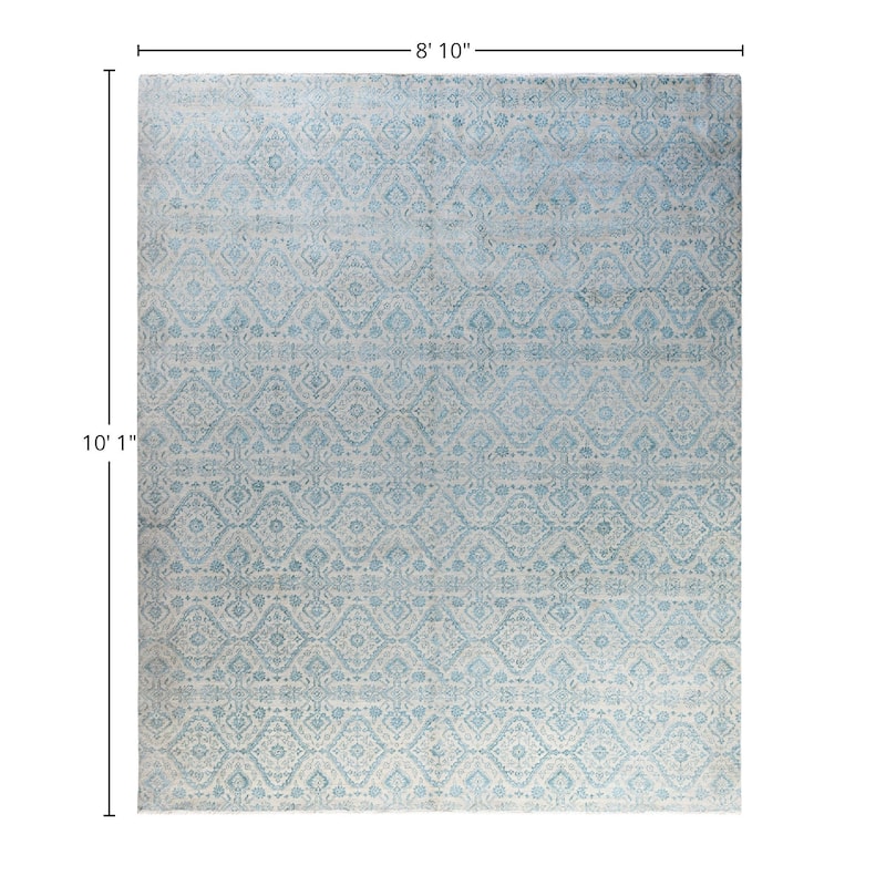 Ikat One-of-a-Kind Hand-Knotted Area Rug - Gray, 8' 10" x 10' 1" - 8' 10" x 10' 1"