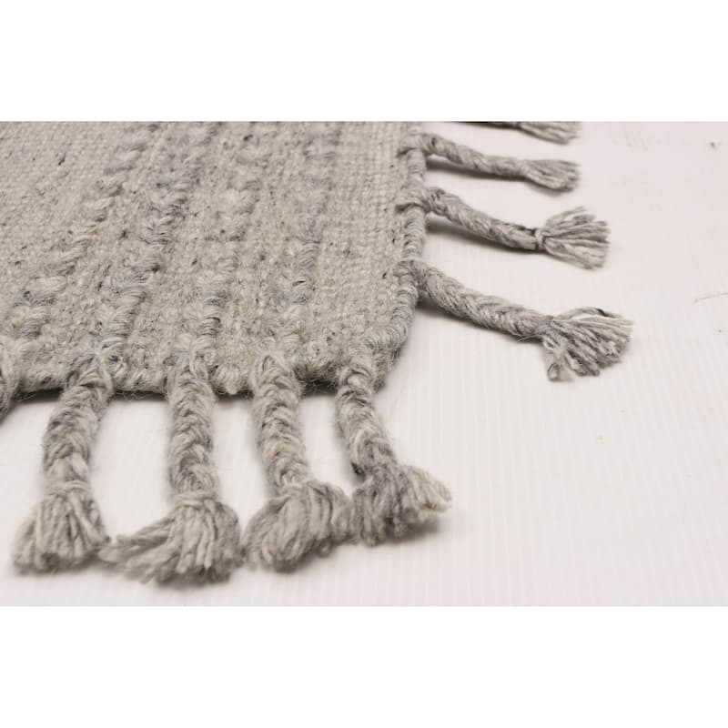 ECARPETGALLERY Hand-knotted Tangier Light Grey Wool Rug - 8'0 x 10'0