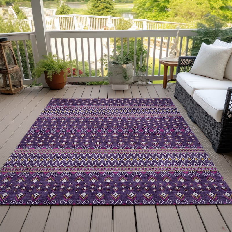 Machine Washable Indoor/ Outdoor Chantille Boho Morrocan Rug