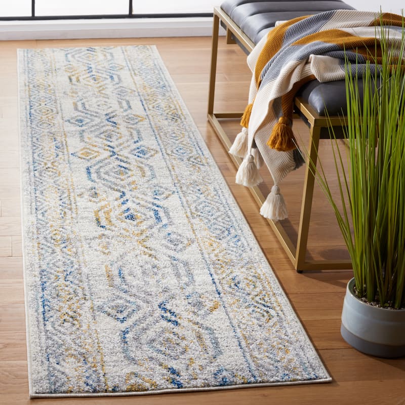 SAFAVIEH Tulum Lucia Moroccan Boho Rug - 2'2" x 9' Runner - Ivory/Grey