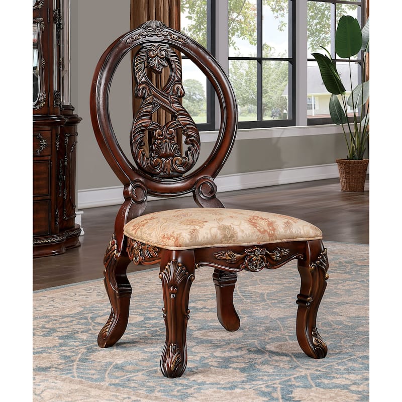 Abiba Traditional Brown Fabric Padded Side Chairs by Furniture of America (Set of 2)