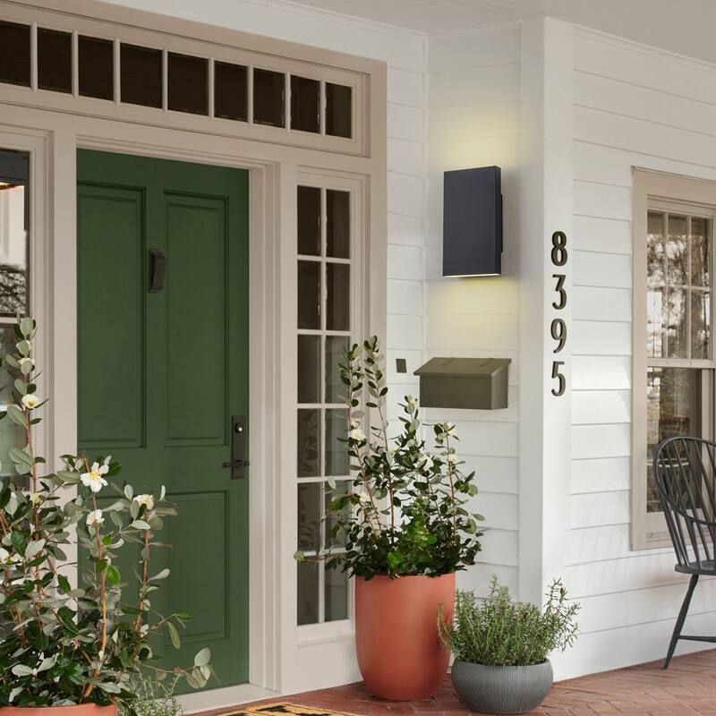 2-Light Matte Black Dimmable Outdoor LED Wall Sconce