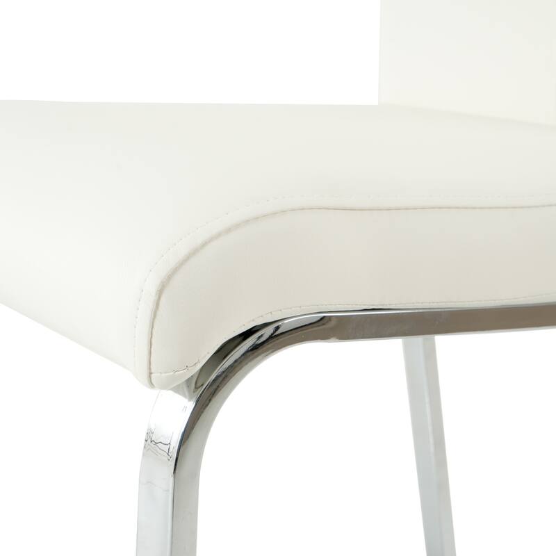 Modern PU Upholstered Dining Chair with Electroplated Metal Legs Set of 2
