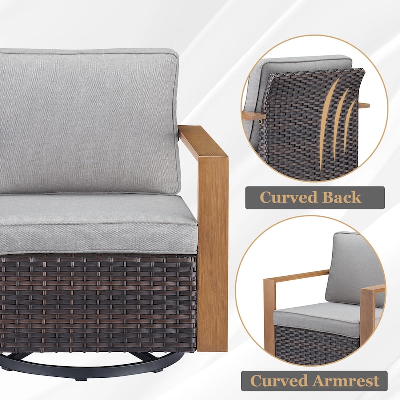 Gymojoy Patio Swivel Rocking Chairs with Ottomans
