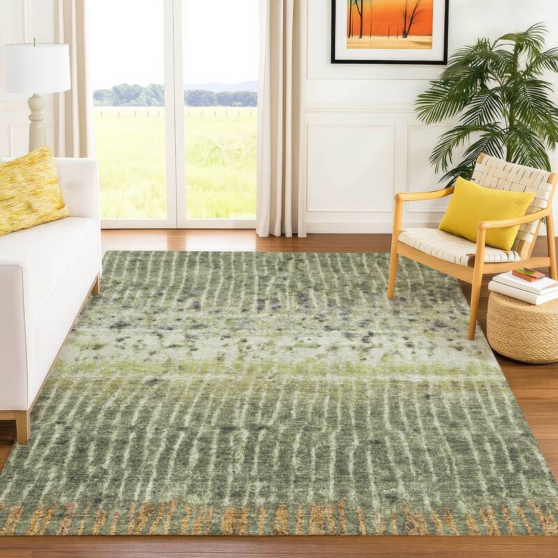 Machine Washable Indoor/ Outdoor Boho Modern Chantille Rug