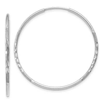 Curata 14k White Gold Sparkle Cut Endless Hoop Earrings - 30x30mm