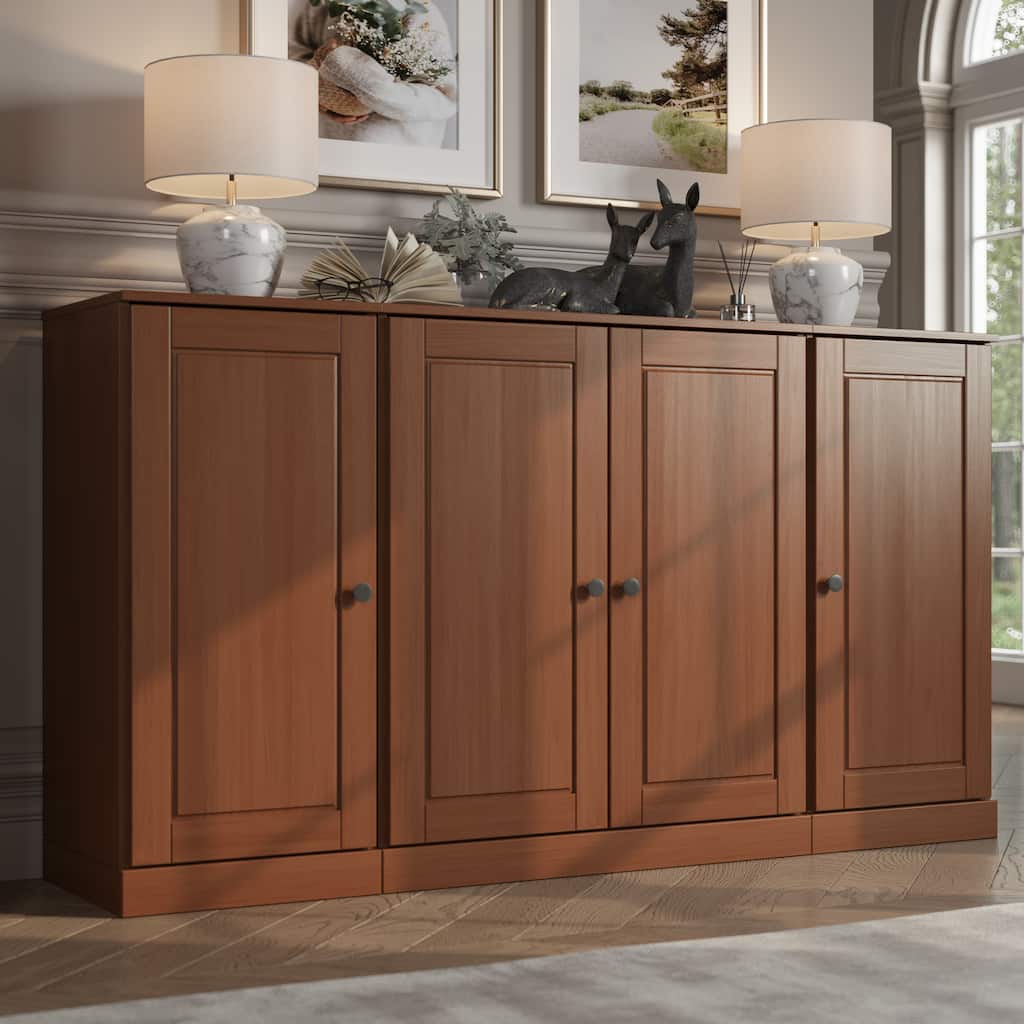 100% Solid Wood 65" Sideboard with Clear, Frosted Glass or Solid Wood Doors by Palace Imports