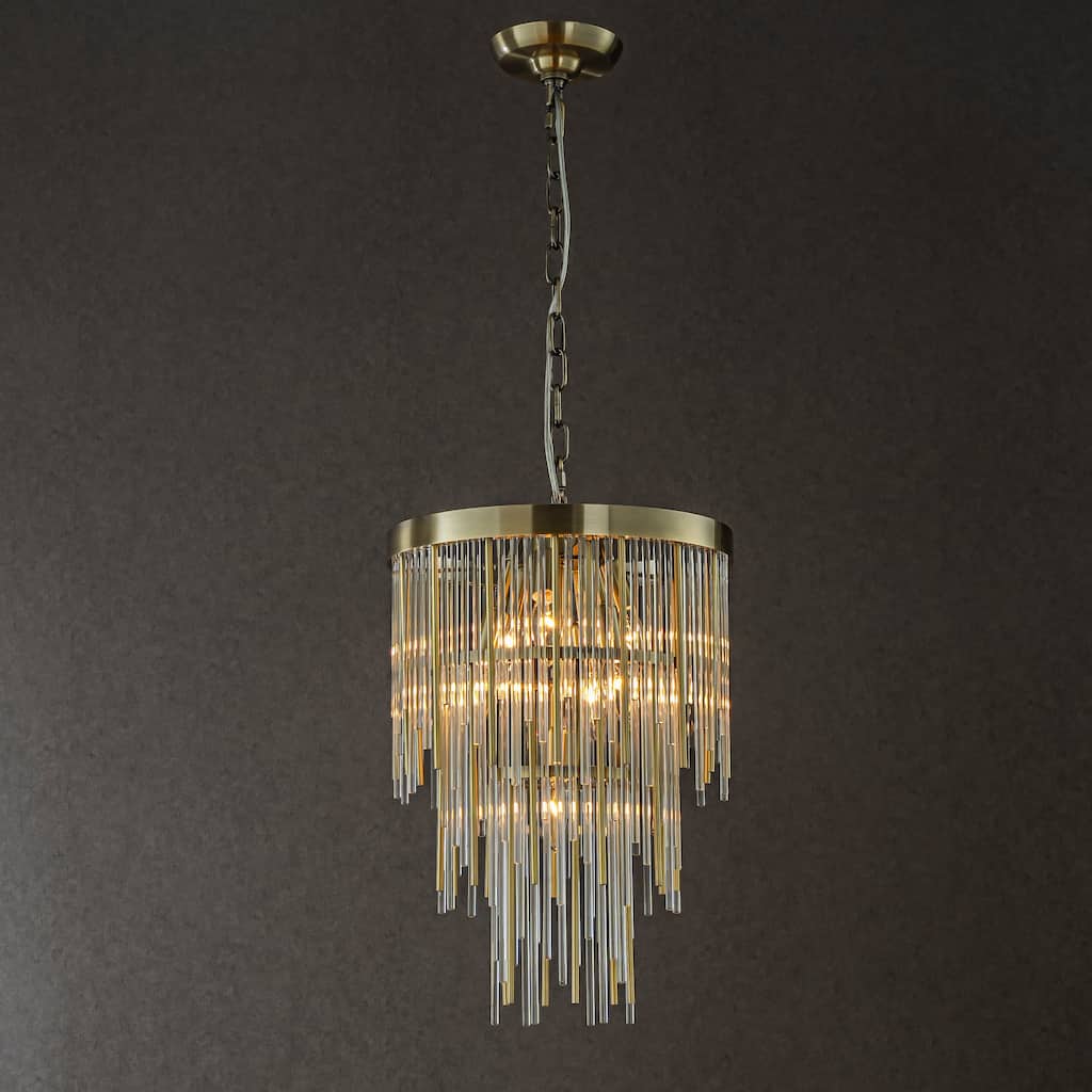 CraftHome Modern Glam Antique Bronze Waterfall Chandelier Adjustable Ceiling Pendant for Bedroom, Dining Room or Foyer