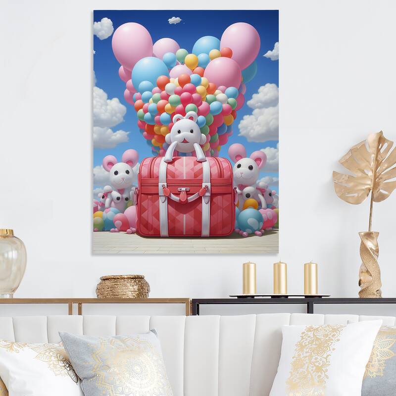 Designart "Playful Balloons Fashion Handbag" Fashion Bag Metal Wall Art - Pink Metal Wall Décor Glam Metal Art Work