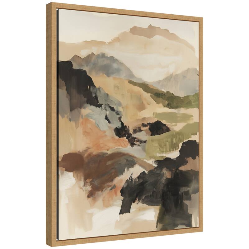 Kate and Laurel Sylvie Tonal Mountains II Framed Canvas by Amy Lighthall - 18x24 - Brown