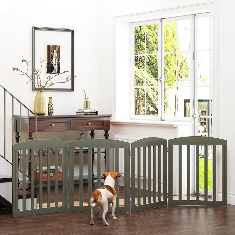 COSTARS Foldable Dog Gate, Dog Gates for Doorways, Stairs, The House, Wooden Freestanding Pet Gate Indoor, Step Over Puppy Gate