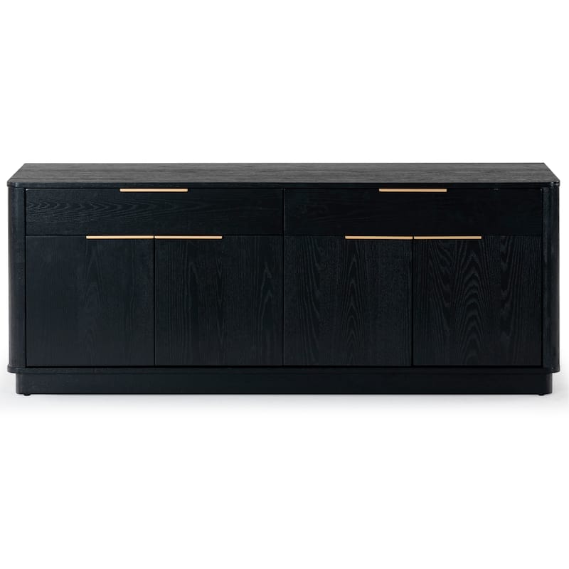 SAFAVIEH Couture Gabrietta 2 Drawer Wood TV Stand - 60"W x 18"D x 24"H - Black/Gold