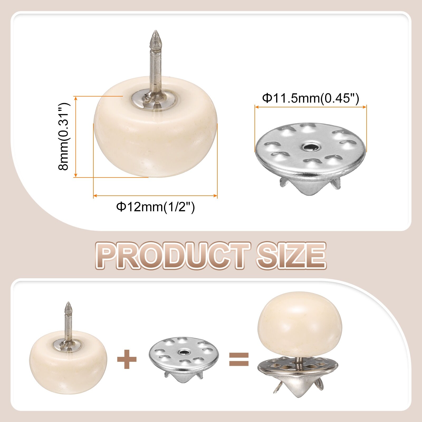 No Sew Pearl Buttons Cover Up Pins Removable Reusable Craft Button for Shirt Dress DIY Crafts Clothes Decoration - 12mm