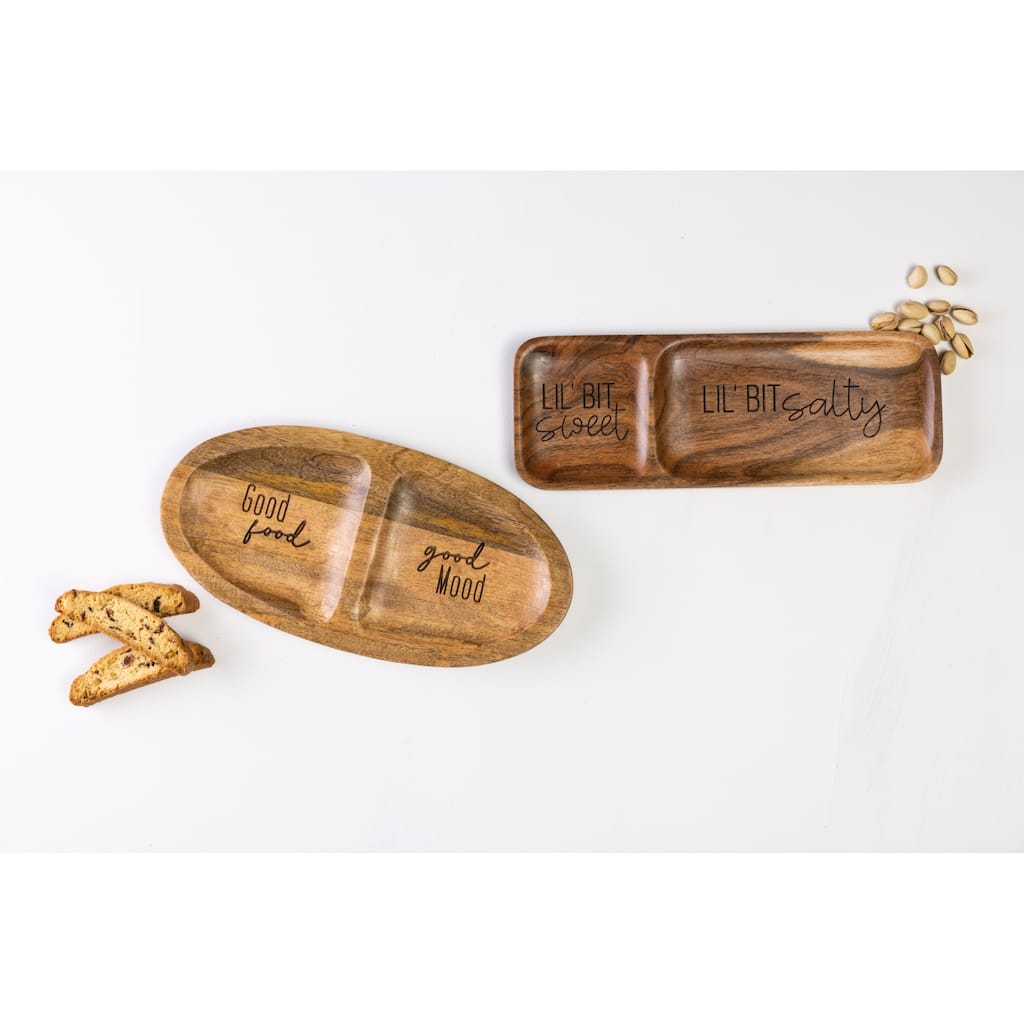 Transpac Wood 12 in. Brown Everyday Good Food Platter