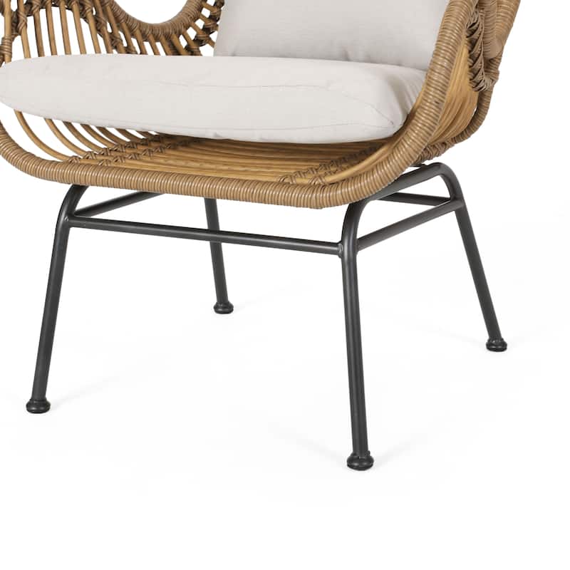 Wicker Patio Chair with Cushions (Set of 2)