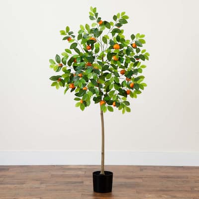 Potted Tangerine Artificial Tree - 5'