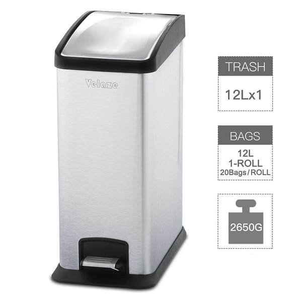 Velaze 3.1Gal./12L Brushed Stainless Steel Rectangular Pedal ...