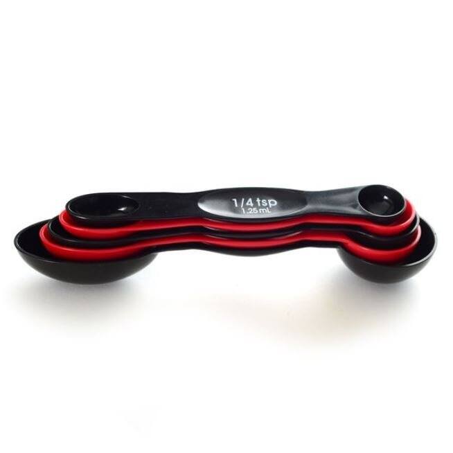 Norpro 5 pc Magnet Nesting Measuring Spoon Set - 1/4 tsp to 1 tbsp - Red/Black
