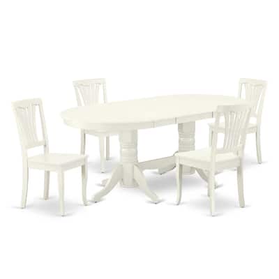 5-Piece Kitchen Dining Set - Table with Butterfly Leaf & 4 Chairs - Linen White - 76