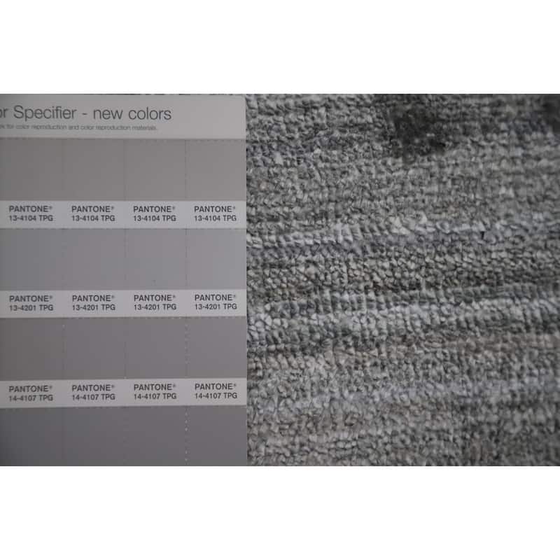 Hand Knotted Oriental Viscose Silk Carpet Tribal Animal Pictorial Greys & Charcoal Gabbeh Area Rug - 11' 9'' X 8' 11''