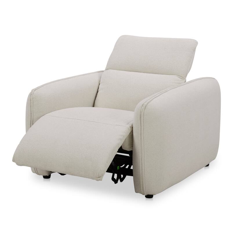 NADAAL STUDIOS Yarrow, Power Recliner Chair, Polyester Upholstery, High-Density Foam Cushions, Dusk Grey - Warm White