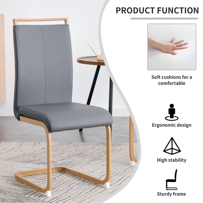 Modern Dining Chair Set of 4, High Back Upholstered Side Chair with C-Shaped Tube Metal Legs Office Chair, Club Guest Chair