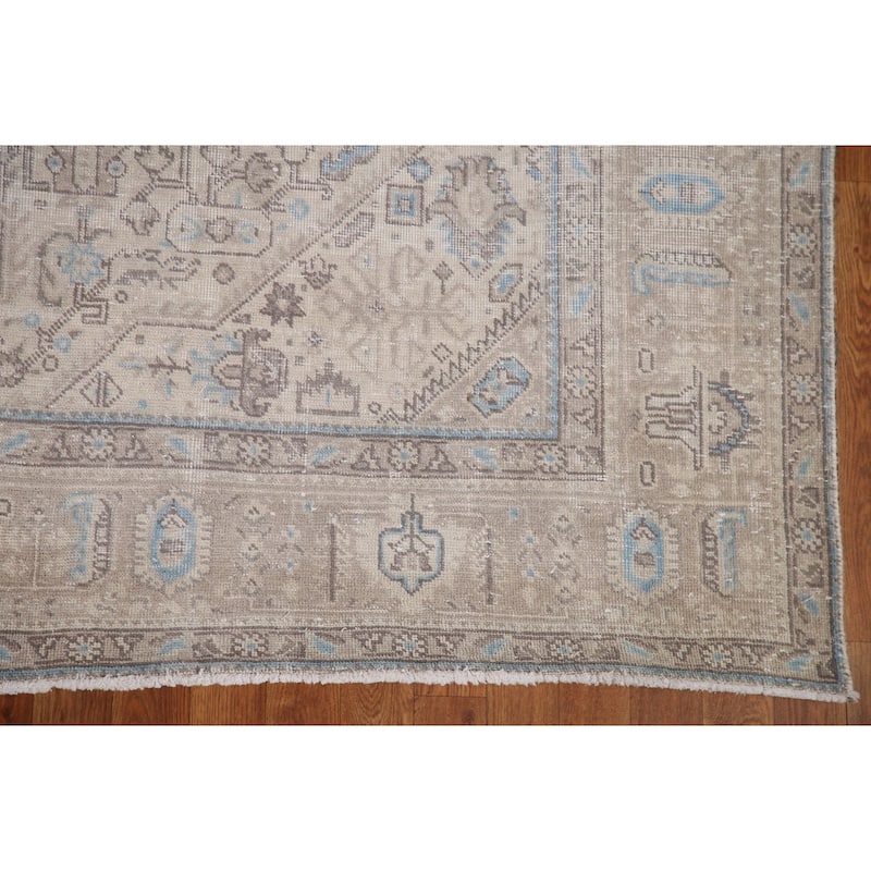 Handmade Vintage Distressed Tabriz Persian Rug Handmade Wool Carpet - 6'7" x 9'7"