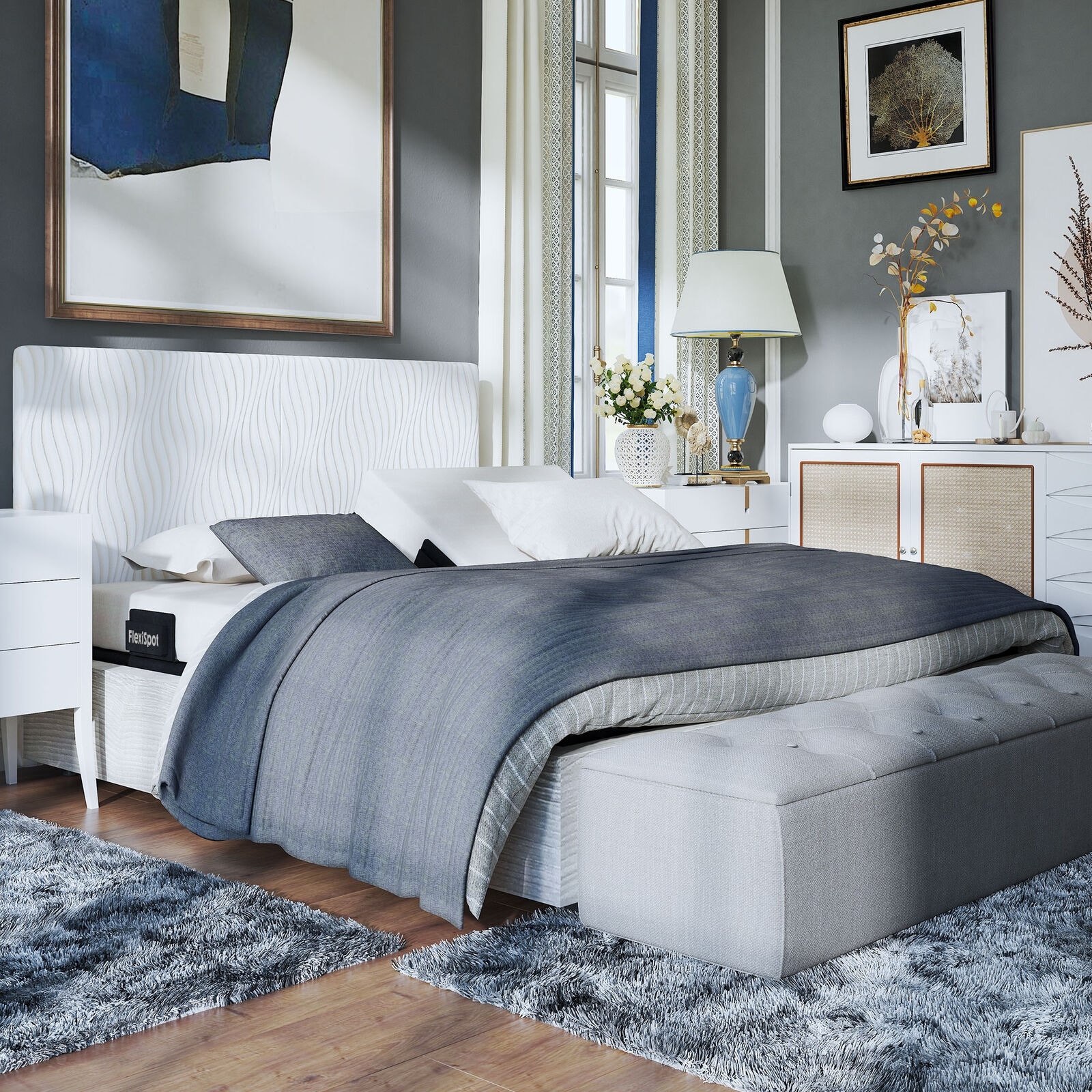 Zero clearance adjustable store bed frame king