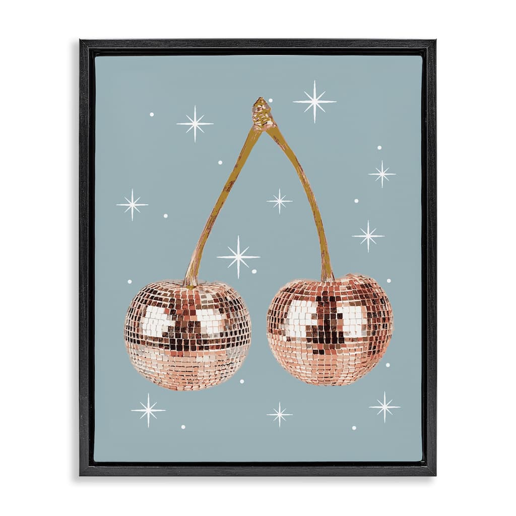 Stupell Luminous Glam Cherries Framed Floater Canvas Wall Art Design By Lil' Rue
