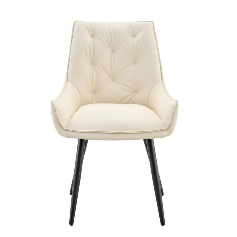 Set of 4 Side Chair Dining Chair Kitchen Chair Leather Chair Flat Back Upholstered Chair Off White Chair