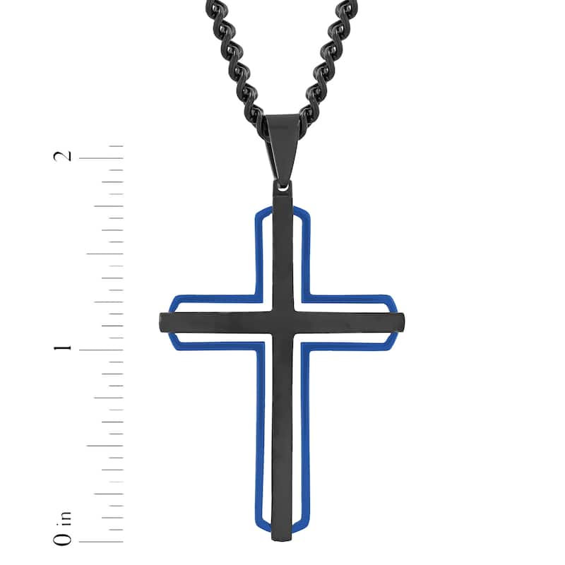 Steel Nation Stainless Steel Black Finish Cross Pendant