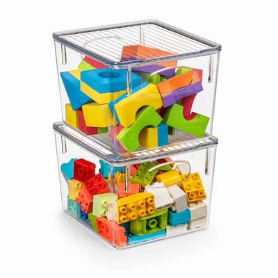 Sorbus Large Storage Clear Containers with Lids Toy Bins and Organizers, Medium - 2 Pk
