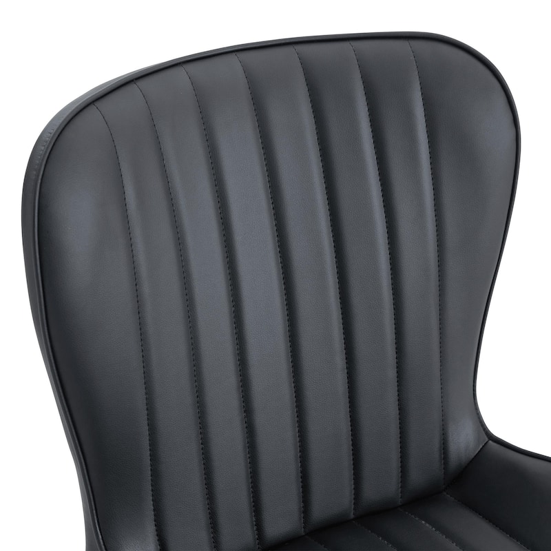 Modern 4 Piece PU Dining Chairs with Non Slip Feet, Extended Curved Cushions for Dining Room Kitchen Bedroom Living Room