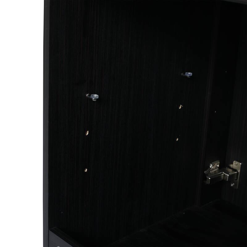 24" Bathroom Vanity with Soft-Close Doors and Spacious Storage, Black Chestnut Finish, Freestanding Design, Vanity Base Only