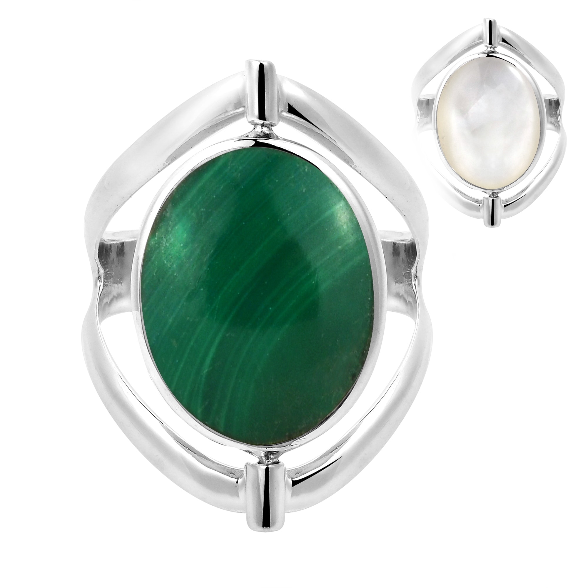 Inexpensive Green Malachite Sterling Silver Overlay Ring Size 9 US Handmade Jewelry 