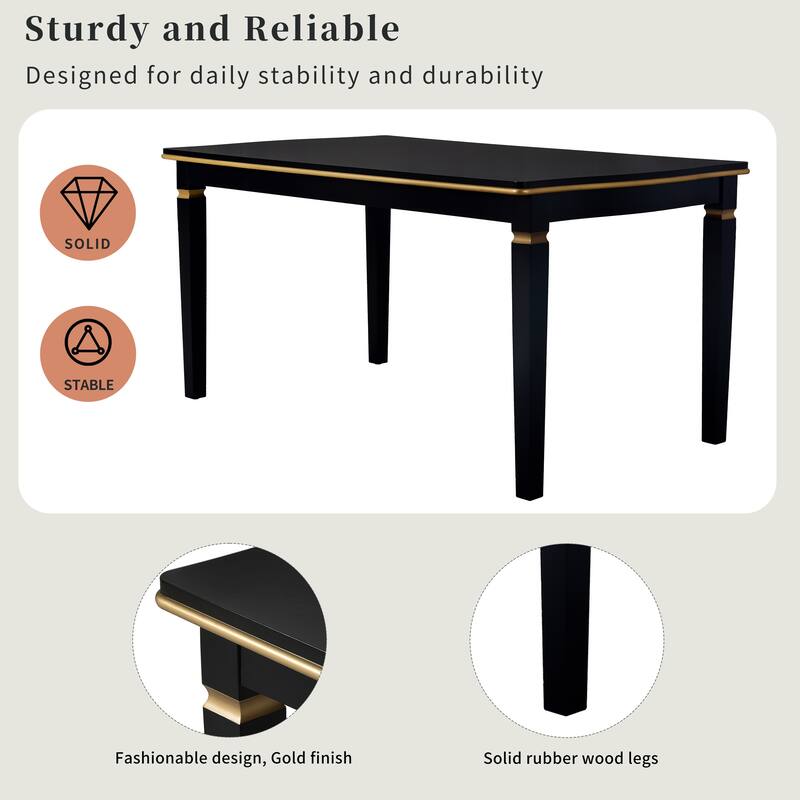 Kitchen Dining Table Set, Dining Room Table Set for 6 with Rectangular Table, Bench and 4 High Back Tufted Chairs