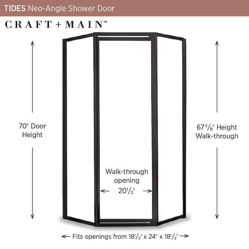CRAFT + MAIN TDNA0570 Tides 70" High x 59" Wide Framed Shower