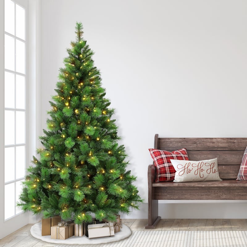 Puleo International Pre-Lit 7.5' Adirondack Artificial Christmas Tree