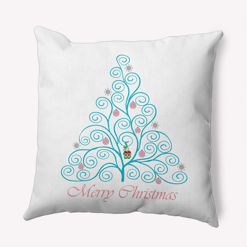 Decorated Filigree Christmas Tree Indoor/Outdoor Throw Pillow