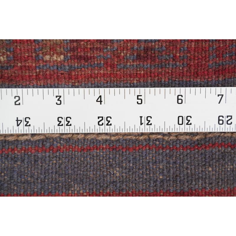 Hand Knotted Oriental 100% Wool Carpet Traditional Tribal Navy Blue & Blues Balouch Runner Rug - 7' 10'' X 1' 11''