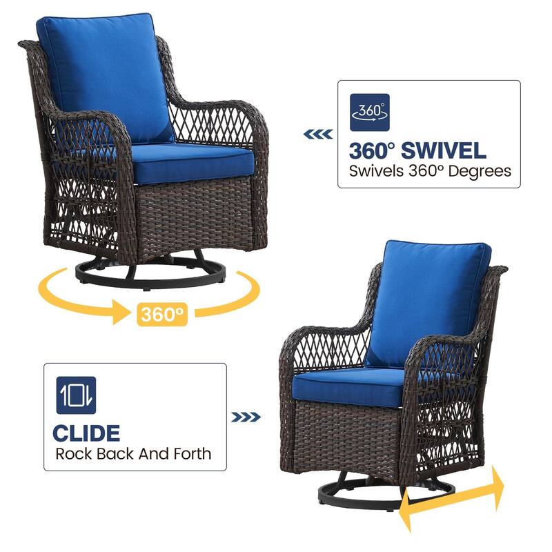 3 Piece Patio Furniture Sets Wicker Swivel Rocker Chairs