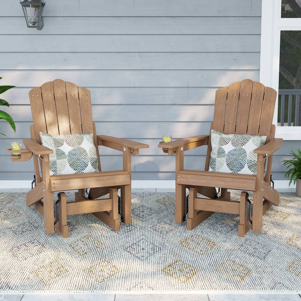 Glider Adirondack Chair 3-Position Adjustable, HDPE Wood-Like Texture