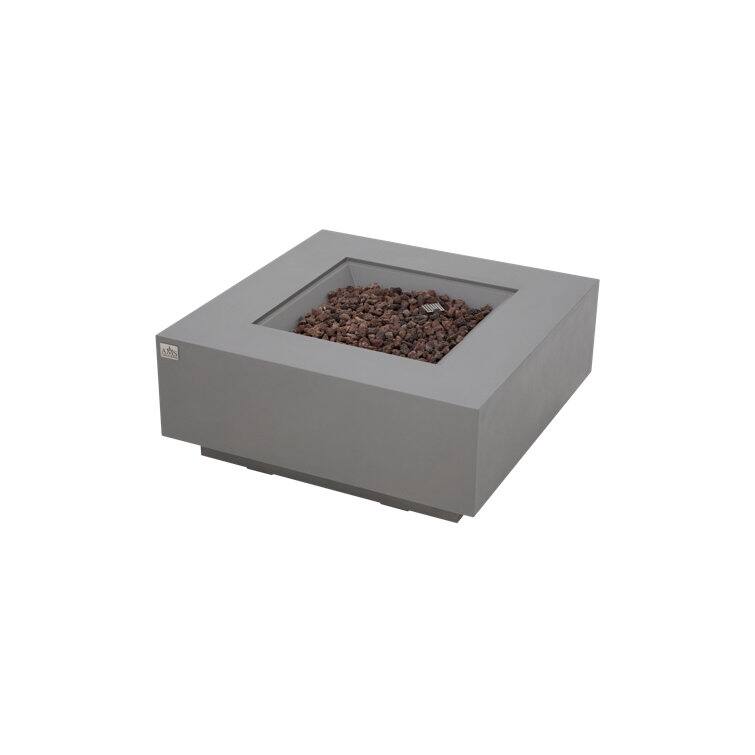Brooklyn 40" Square Concrete Fire Pit Table by AMS Fireplace - Light Grey - Natural Gas
