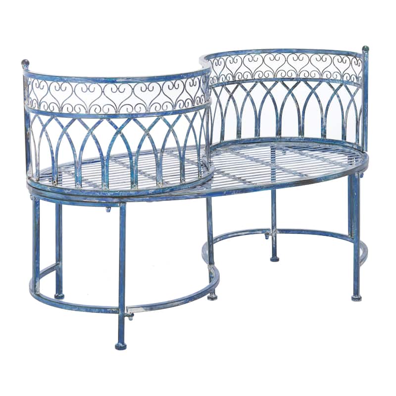 SAFAVIEH Outdoor Citlalli Victorian Scroll Iron Kissing Bench - 44Wx24Dx31H