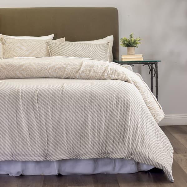 slide 2 of 8, Georgia, Reversible, Natural, Duvet Cover Set Natural - King