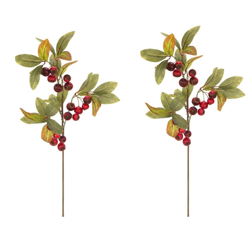 Realistic faux 29 Inch Loquat Fruit Spray Fall decor, Set of 2 - N/A
