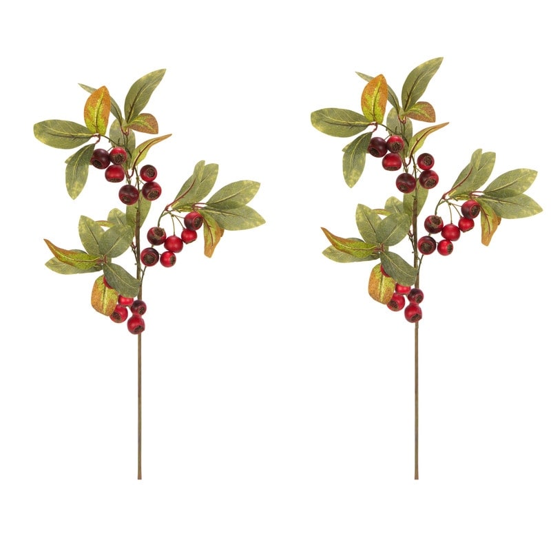 Realistic faux 29 Inch Loquat Fruit Spray Fall decor, Set of 2 - N/A