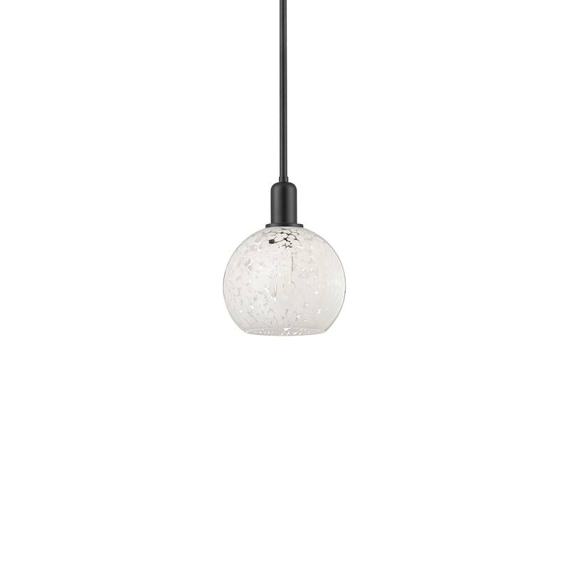 Innovations Lighting 716-1S-11-8 White Mouchette Pendant White - Matte Black / White Mouchette
